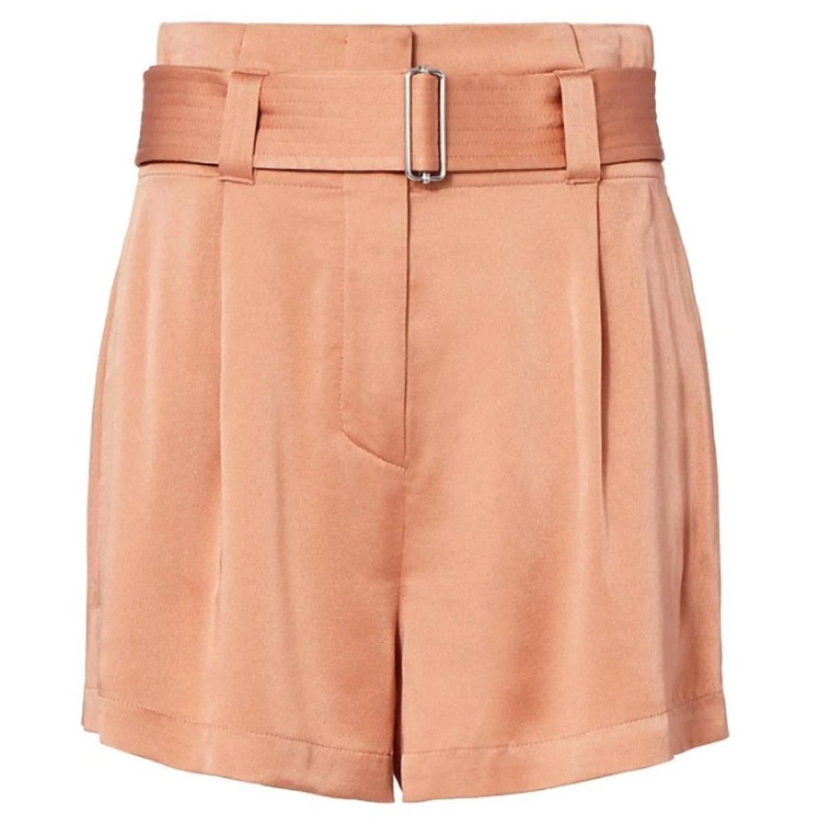 High-Waist Peach Belted Women's Shorts